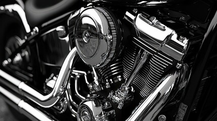 Chrome Motorcycle Engine Closeup   Powerful Design and Detail