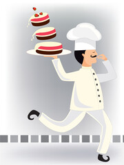 Chef with cake