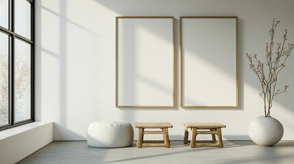 Elegant Poster Mockup in Traditional Chinese Style Interior with Cultural Accents