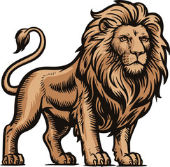 A MAJESTIC POWERFUL LION THE ESSENCE OF THE KING OF THE JUNGLE VECTOR ART ILLUSTRATION