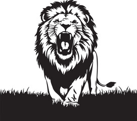ROARING LION EXPRESSION POWERFUL VECTOR ART ILLUSTRATION