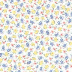 coquette seamless flowers pattern. Delicate petals and vibrant blossoms create an artistic and vintage botanical illustration. Perfect for wallpaper, fabric, wrapping paper and more.