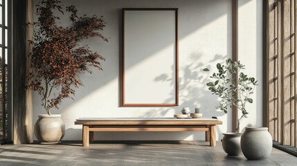 Elegant Poster Mockup in Traditional Chinese Style Interior with Cultural Accents