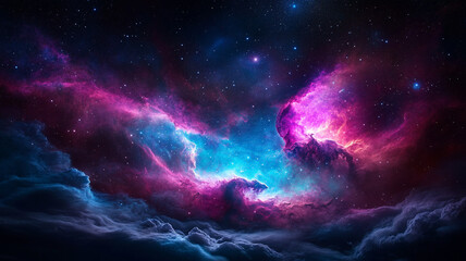 Fototapeta premium A stunning cosmic scene featuring vibrant colors and swirling clouds, evoking sense of wonder