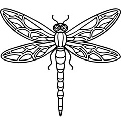 Intricate Dragonfly Wings Line Art Vector