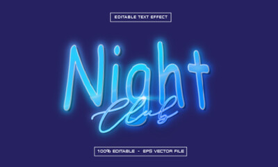 Obraz premium Night Club Text Effect Editable Light Style