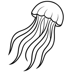 Elegant Jellyfish Icon with Flowing Tentacles - Vector Art