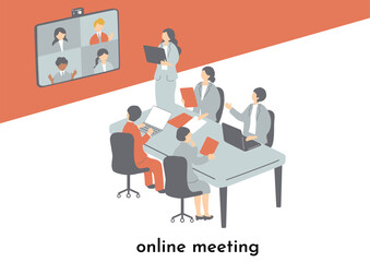 オンラインミーティングをするビジネスパーソン