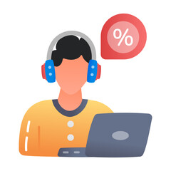 Sales support icon in flat style