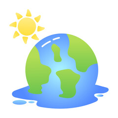 Global warming icon in flat style
