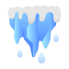 A flat style icon of melting iceberg 
