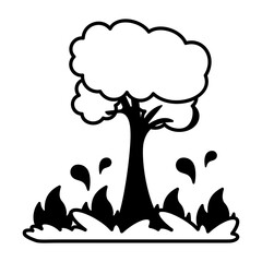 A glyph icon of forest fire 