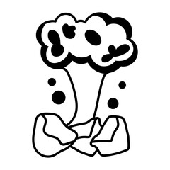 A glyph style icon of nuclear explosion 