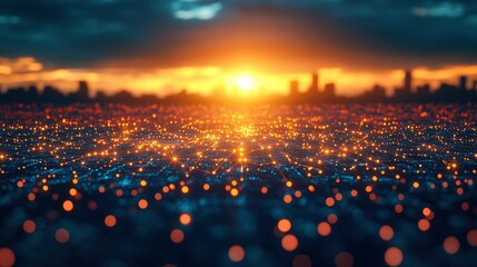 Fototapeta premium Connected City at Sunset