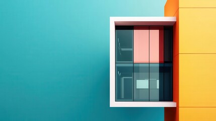 Obraz premium Modern architectural design featuring a vibrant color palette and geometric shapes, symbolizing creativity and innovation.