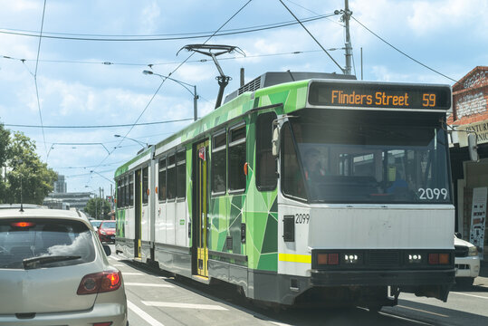 City bound tram Ascot Vale, Victoria