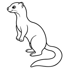 Elegant Ferret on Hind Legs in Minimal Line Art Vector