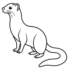 Elegant Ferret on Hind Legs in Minimal Line Art Vector