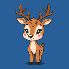Cute Deer Illustration. Flat Cartoon Style Vector PNG Transparent Nursery Cutout Clipart Digital Planner Sticker