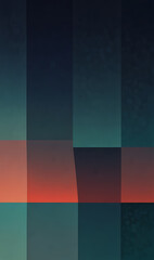 Obraz premium An angular gradient with sharp transitions between shades of teal, navy blue, and coral, creating a modern and edgy geometric pattern for a striking mobile wallpaper.