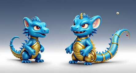 Obraz premium A simple design of the Chinese dragon coiling around a pearl, symbolizing good fortune from Chinese mythology, with a plain background and copy space. 