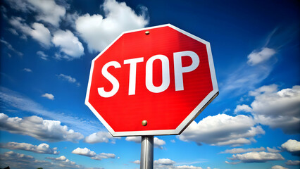 Obraz premium Simple stop sign with bold red and white colors on a clean white background