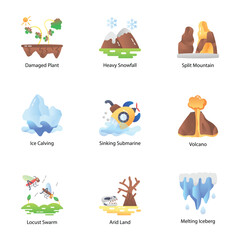 Pack of Calamities Flat Style Icons 