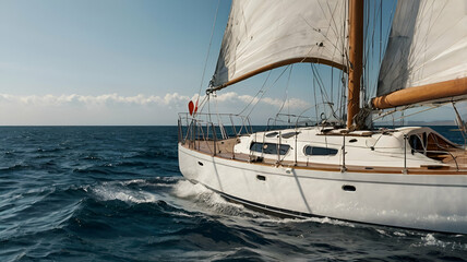 Naklejka premium Sailboat cruise at sea and a ship symbol