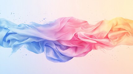 Abstract colorful flowing fabric on a gradient background, creating a sense of movement and harmony.