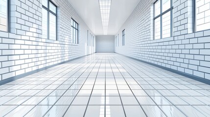 Obraz premium Sunlit School Hallway - Minimalist Duotone