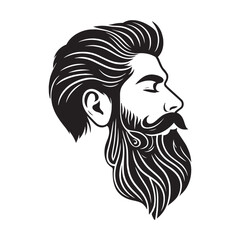 Beard man vector silhouette design in white background