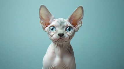 Sphynx Cat with Big Blue Eyes.