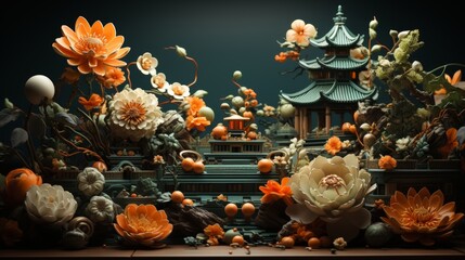 Obraz premium The Vegetarian Festival, celebrated in Thailand, is a time of purification, marked by abstaining from meat and honoring deities through various rituals and ceremonies