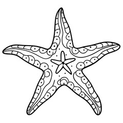 Intricate Starfish Line Art on Ocean Floor Vector Design