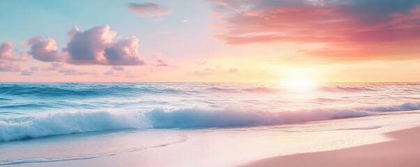 Fototapeta premium Picture a serene beach at sunset
