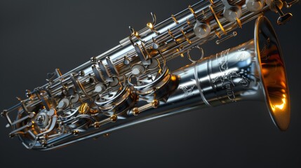 Obraz premium Clean Silver Horn on a Dark Background