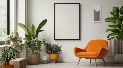 Scandinavian Interior Design of a Modern Living Room Featuring a Stylish Poster Mockup