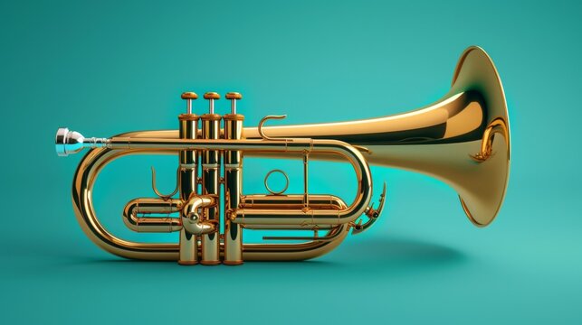 Gold Mellophone on Clean Background