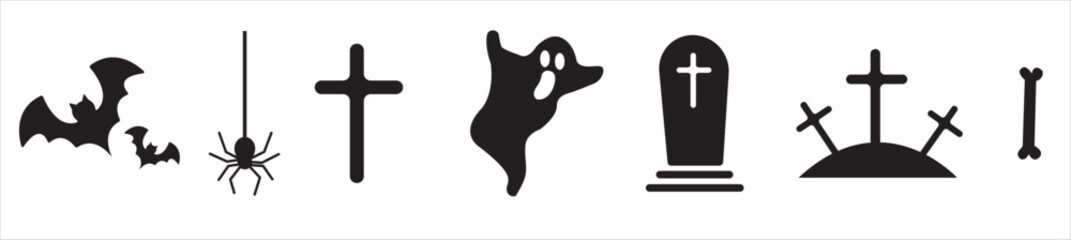 Halloween icon set. Halloween themed vector illustration icons, patterns