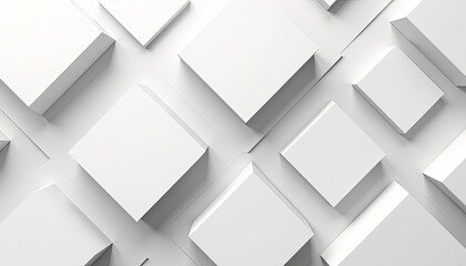 Abstract Seamless White Grey Square 3D Pattern Background Modern Geometric Texture Design Illustration