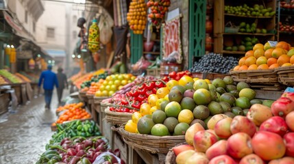 Obraz premium Vibrant Colors of a Cairo Market