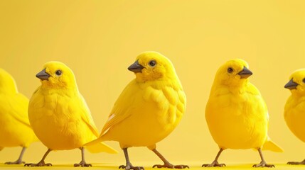 Naklejka premium Minimalist 3D Canary Group on Yellow Background