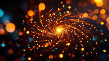 Naklejka premium A stunning abstract swirl of glowing lights in orange and blue, creating a mesmerizing visual effect that captivates the viewer.