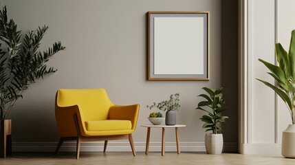 Scandinavian Interior Design of a Modern Living Room Featuring a Stylish Poster Mockup