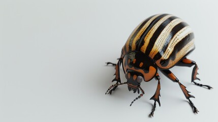 Minimalist 3D Beetle with Stripes on Neutral Background