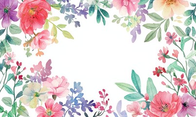 Watercolor floral border