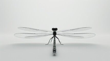 Minimalist 3D Damselfly on Clean Background
