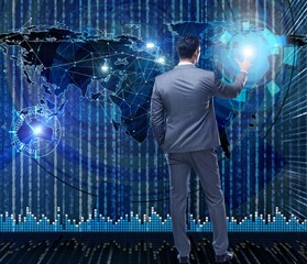 BUsinessman in futuristic computing concept