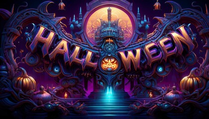 Fototapeta premium Nervous Pumpkin on Halloween