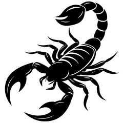 Scorpion Silhouette Tail Curled, Ready to Strike Vector Art
